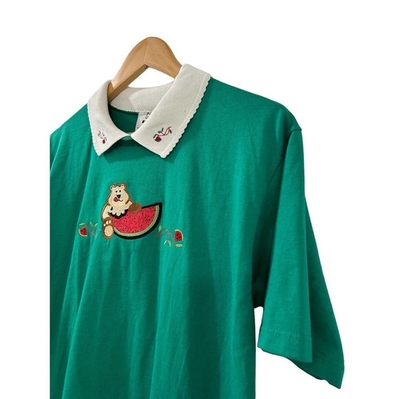 Vintage Gopher Sport Grandma Embroidered Petite Large Green Short Sleeve - Picture 3 of 5